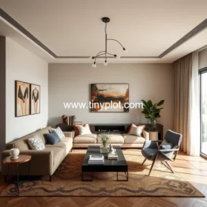 Artistic representation for Tour this family of 4 100 sq m apartment with earthy tones
