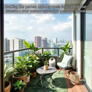 Artistic representation for Crafting the perfect balcony oasis in your hdb flat: transform your outdoor space into a serene retreat.